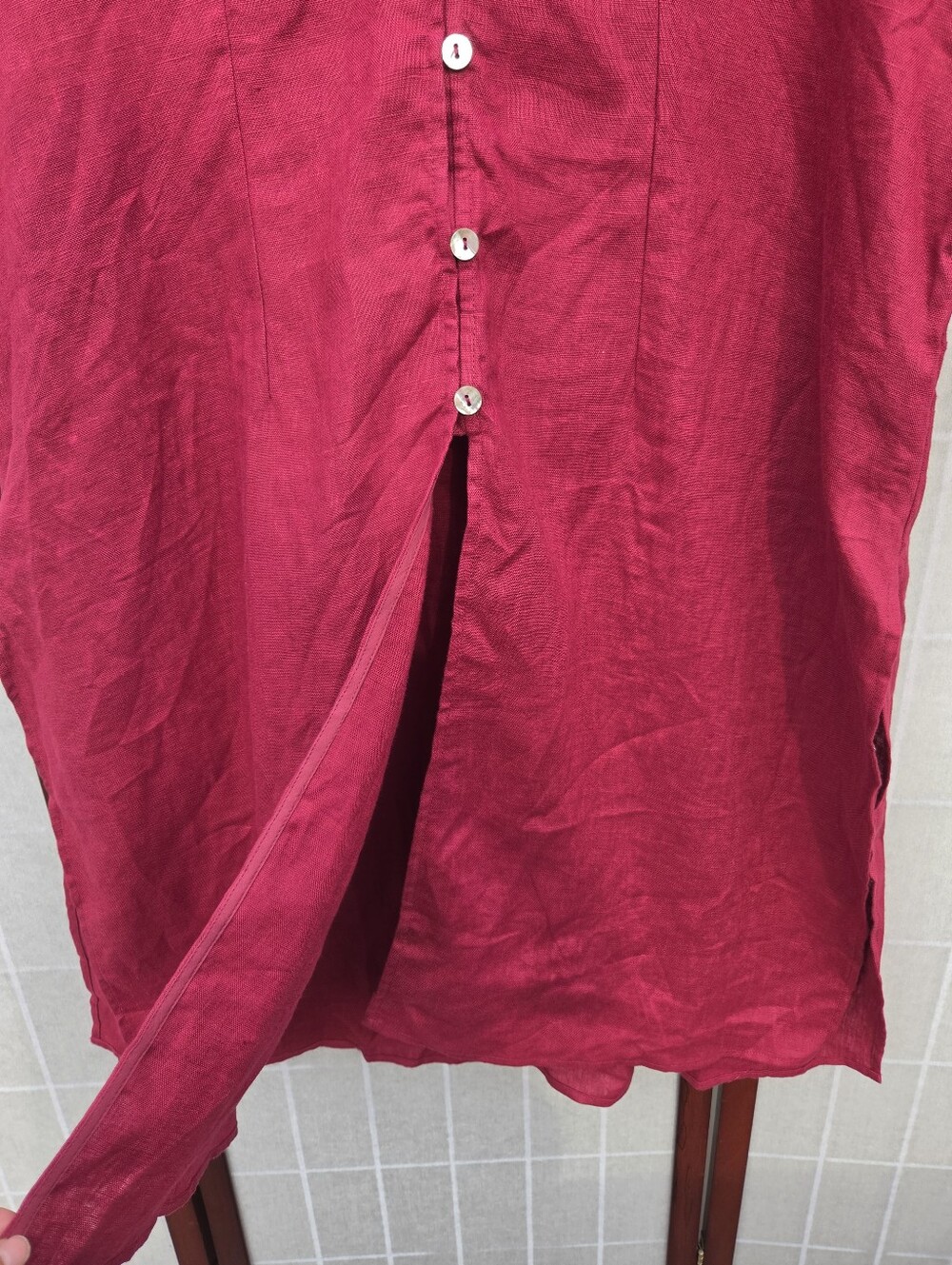 NWT Lintico Red 100% Linen Midi Tunic Dress XL Lagenlook Boho Coastal Grandma - Picture 14 of 14